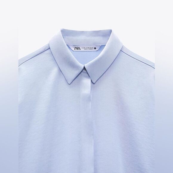 ZARA SATINY DROP-SHOULDER SHIRT - Picture 2 of 9